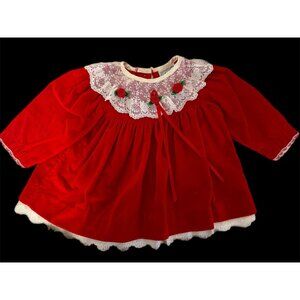 Atlanta Apparel Group Size 12 Month Velvet Christmas Dress Vintage USA READ